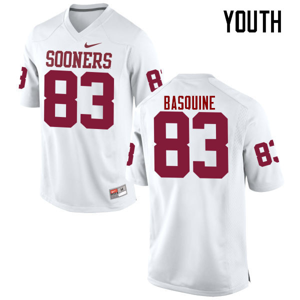Youth Oklahoma Sooners #83 Nick Basquine College Football Jerseys Game-White - Click Image to Close